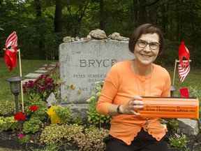 Cindy Blackstock, executive director of the First Nations Child and Family Caring Society of Canada, was among the officials who installed a mailbox at Peter Bryce's grave at Beechwood Cemetery on Aug. 17, 2021. (Credit: Bruce Deachman, Postmedia)