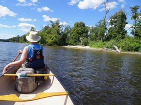 Paddling toward Kettle Island from the Ottawa side of the river: Do we really need a bridge here?