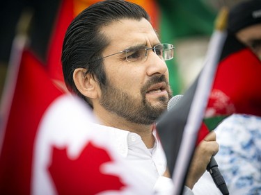 The Afghan-Canadian community held a small ceremony at The National War Memorial to pay respects to sacrifices made during the warn in Afghanistan. Later, a peaceful protest was held on Parliament Hill on Saturday afternoon. Kazim Hizbullah spoke at the protest.