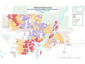 The city has done an analysis of how close people live to amenities, like stores and parks, as it aims to create communities where people can walk 15 minutes to those services.