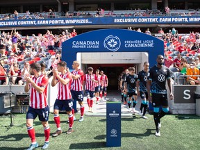Atlético Ottawa (left) and HFX Wanderers FC at TD Place in Ottawa, August 14, 2021.