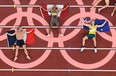 An overview shows Gold medallist Canada's Damian Warner (C), silver medallist France's Kevin Mayer (L) and bronze medallist Australia's Ashley Moloney (R) posing after the men's decathlon event during the Tokyo 2020 Olympic Games at the Olympic Stadium in Tokyo on August 5, 2021. (Photo by Antonin THUILLIER / AFP) (Photo by ANTONIN THUILLIER/AFP via Getty Images)