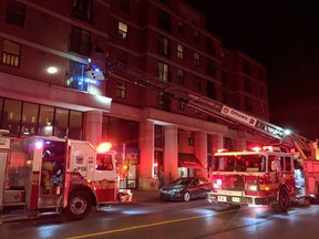 Three residents were rescued at a fire at an apartment building on Somerset Street overnight.