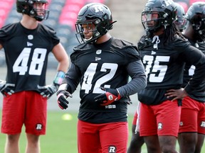 Since coming to Ottawa in 2018, middle linebacker Avery Williams (42) has become a sparkplug of the defence.