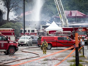Emergency crews were on the scene of the fire at the main chalet at Mont Cascades