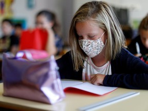 FILE: Schoolchildren wearing protective face masks.