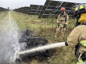 Firefighters have extinguished an off-road vehicle on fire at a solar farm on Galetta Side Rd.