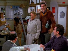 Jerry Seinfeld, Jason Alexander, Jerry Stiller, and Michael Richards  in the Seinfeld episode, The Strike (1997).