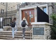 Files: Western University students walk into the main door of Medway-Sydenham Residence Monday.