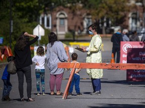 Things were moving smoothly at the COVID-19 testing clinic at Brewer Park Arena on Sept. 19,