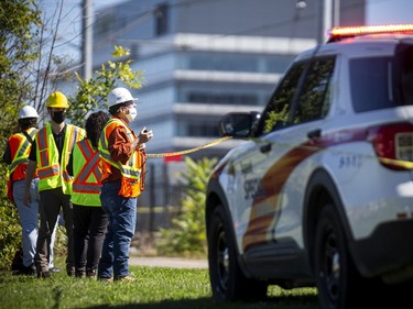 OTTAWA -- September 19, 2021 --Emergency officials were on the scene of an apparent LRT derailment near Tremblay station, Sunday, September 19, 2021. ASHLEY FRASER, POSTMEDIA