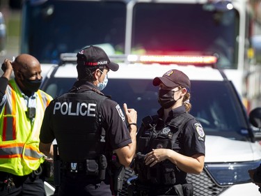 OTTAWA -- September 19, 2021 --Emergency officials were on the scene of an apparent LRT derailment near Tremblay station, Sunday, September 19, 2021. ASHLEY FRASER, POSTMEDIA