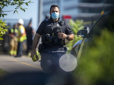 OTTAWA -- September 19, 2021 --Emergency officials were on the scene of an apparent LRT derailment near Tremblay station, Sunday, September 19, 2021. ASHLEY FRASER, POSTMEDIA