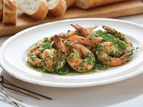This recipe for pesto shrimp comes from Culinary Herbs: Grow. Preserve. Cook!, by Yvonne Tremblay.