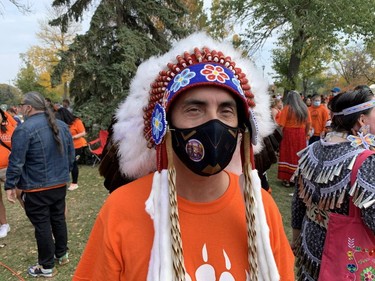 Arlen Dumas, AMC Grand Chief, at a powwow at St. John's Park, Winnipeg to honour the National Day for Truth and Reconciliation, Sept. 30, 2021.