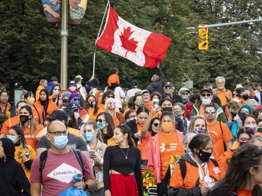 Participants in a Spirit Walk, part of Remember Me : A National Day of Remembrance, on the inaugural National Day for Truth and Reconciliation. Thursday, Sep. 30, 2021