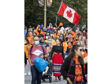 Participants in a Spirit Walk, part of Remember Me : A National Day of Remembrance, on the inaugural National Day for Truth and Reconciliation. Thursday, Sep. 30, 2021