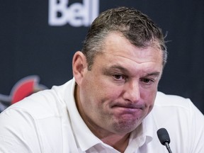 Ottawa Senators head coach D.J. Smith during a press conference prior to the opening of the teams main training camp on Wednesday.