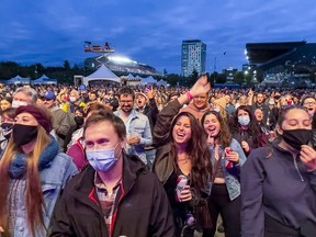OTTAWA, Sept. 24, 2021: Fans were happy to be back enjoying live music again at the three-day pandemic Bluesfest bash at Lansdowne Park. Above, The Barenaked Ladies wowed fans on  Friday night