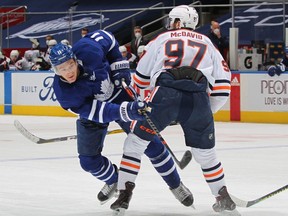 Zach Hyman used to defend against Connor McDavid, now he may be lining up beside him as his linemate when the season starts. Claus Andersen/Getty Images)