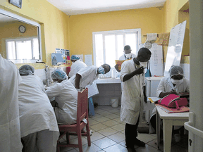 A medical team works during the 2017 plague outbreak in Madagascar.