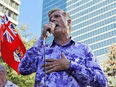 People's Party of Canada Leader Maxime Bernier speaks during a rally outside CBC headquarters in Toronto.