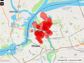 Hydro Ottawa power outage on September 3, 2021.