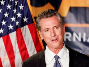 California Governor Gavin Newsom speaks after the polls close on the recall election, at the California Democratic Party headquarters in Sacramento, California, U.S., September 14, 2021.