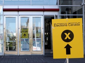 Federal election advance polling station outside Ottawa City Hall.