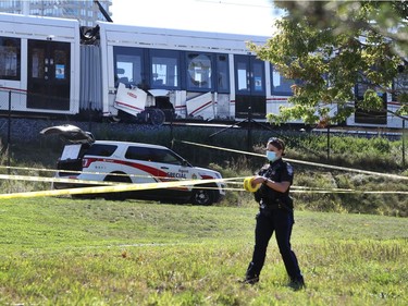 Ottawa police and OC Transpo officials were on the scene of an LRT derailment near Tremblay station.