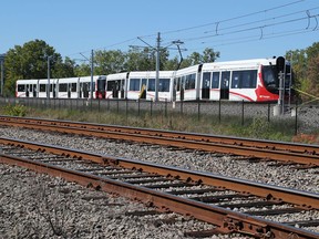 The derailed train near Tremblay station last Sunday.