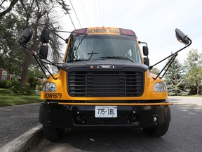 A school bus at Holy Cross Elementary School in Ottawa.