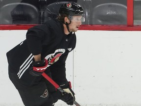 Senator Thomas Chabot during practice.