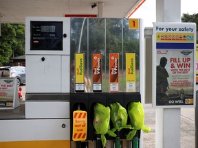 Files: A Shell petrol station that has run out of fuel is seen in Northwich, Britain, September 27, 2021.