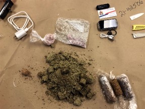 Narcotics and drug paraphernalia were seized from a vehicle on Bath Road near Collins Bay Institution by Kingston Police on Thursday.
