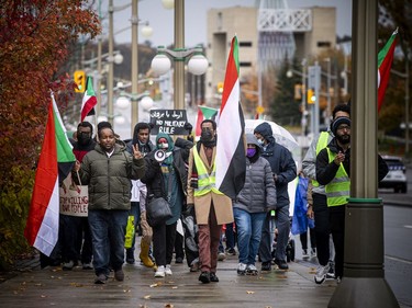 Saturday's protest began near the Global Affairs Canada building on Sussex Drive before heading to the Sudanese Embassy in Sandy Hill.