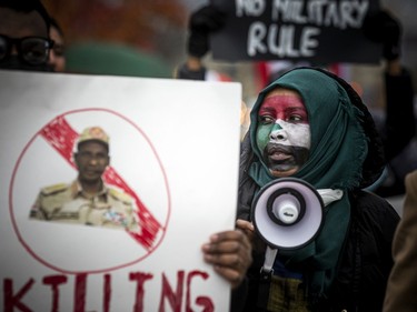 Saturday's protest in Ottawa was part of an international call for the restoration of civilian rule in Sudan.