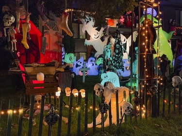 Halloween decorated house, Lawn of the Dead, on Orchard Avenue near Reeves Avenue.