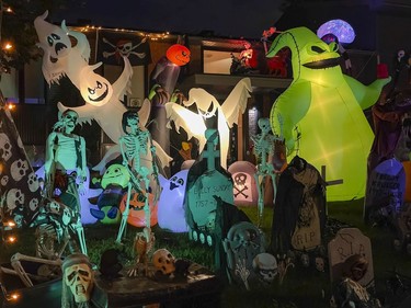 Halloween decorated house, Lawn of the Dead, on Orchard Avenue near Reeves Avenue.