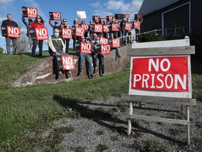 Local residents opposed to the plan to build the Greater Ottawa Correctional Complex in Kemptville gathered at the proposed location in early October.