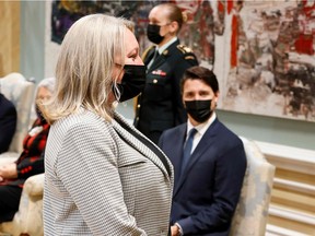 Mona Fortier is sworn in as the President of the Treasury Board at Rideau Hall Tuesday.