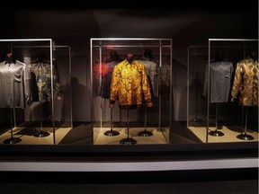 Shirts formerly belonging to Nelson Mandela that are going up for auction to raise funds for charity are pictured in Manhattan,