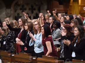 A 'Daughters of the Vote' event, meant to encourage women to get involved in politics, takes place in the House of Commons on Parliament Hill in 2017. But how committed are political parties, really?