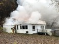 Val-des-Monts firefighters battled a blaze at 1389 Carrefour Road on Sunday. Handout photo