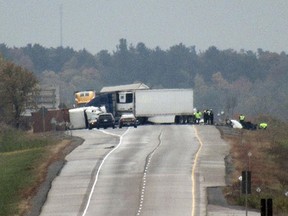 Ontario Provincial Police are investigating a double fatal collision that took place on Highway 401 in Kingston on Wednesday, Oct. 13, 2021.