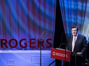 Files: Rogers Communications Chairman Edward Rogers speaks to shareholders during the Rogers annual general meeting in Toronto on Friday, April 20, 2018.