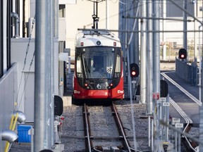 File photo: An LRT train sits idle on the track at the OC Transpo Belfast Yard.