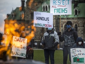 A group gathered on Parliament Hill on Saturday for a solidarity walk to draw attention to the situation facing minorities in Bangladesh.