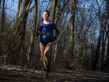 Maya Kobylanski of Surrey, B.C., runs to a second-place finish in the under-20 women's six-kilometre race.