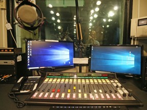 A 2019 file photo of the interior of CKCU studios at Carleton University. Because of the COVID-19 pandemic, since March 2020 announcers have had to pre-record segments and send them to the station for broadcast.